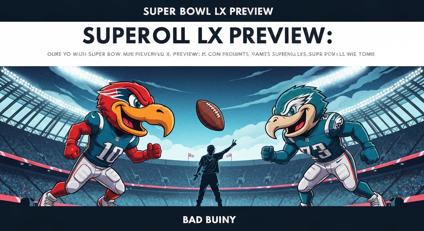 Hero image for article: Super Bowl LX Preview: Patriots vs. Eagles with Bad Bunny Halftime Show